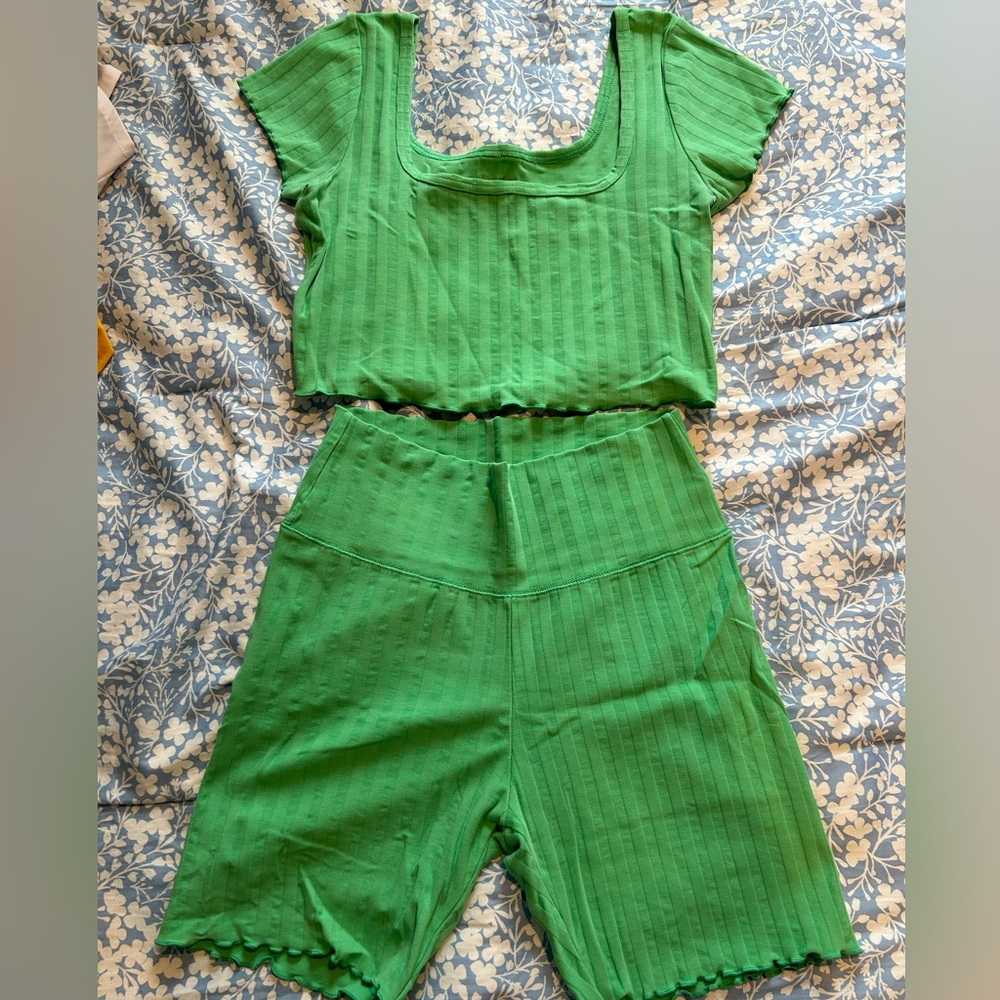 Bright green matching set from offline aerie